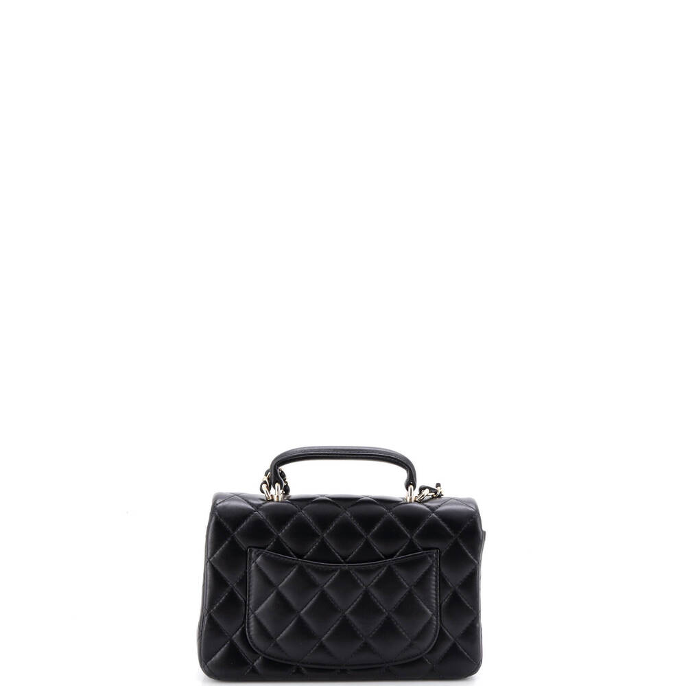 Chanel Mini Classic Single Flap Top Handle Bag Quilted Lambskin - Picture 3 of 5